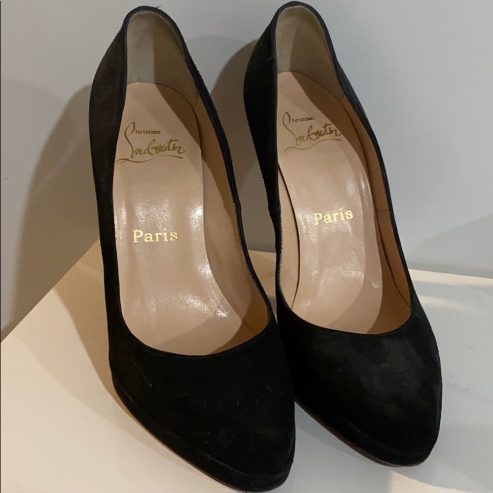 CHRISTIAN LOUBOUTIN Black Suede Hidden Platform